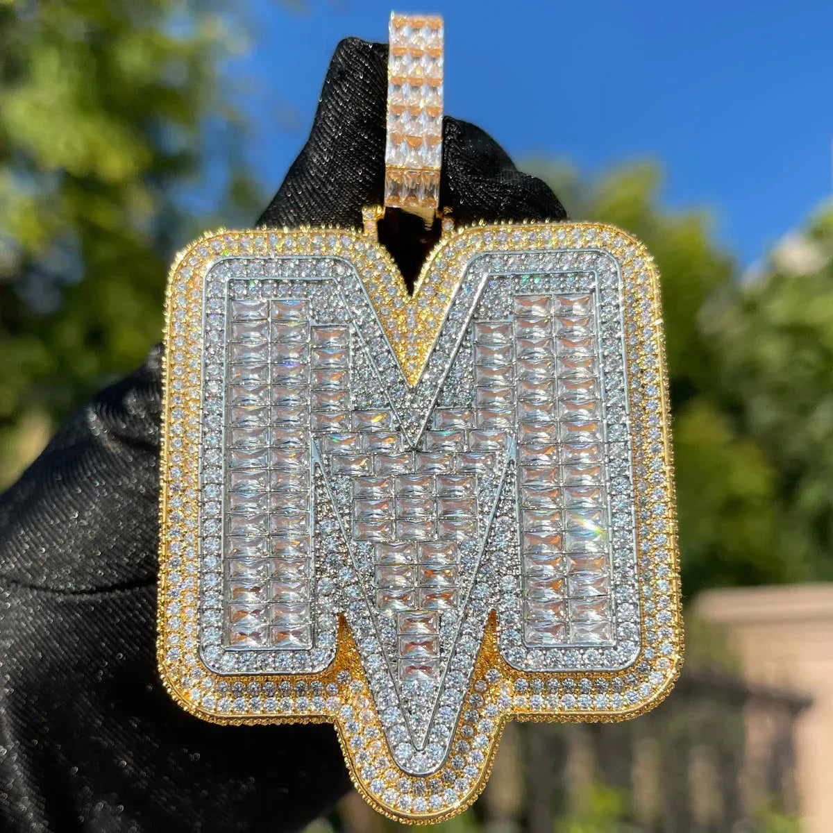 Lightning Iced Out Initial Custom Name Necklace Pendant - Luxury Custom Jewelry - CaratixJewelry